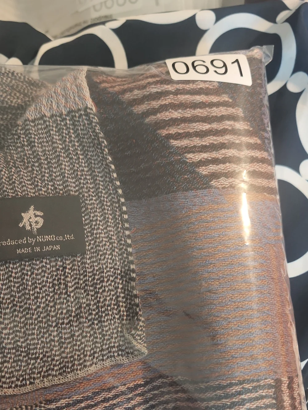 By Nuno Plaid Open-Front Women's Wrap in Blue, Gray & Brown